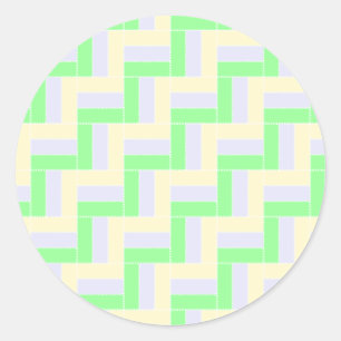 Sticker Rond Pastel Rectangles Lignes en pointillé blanc Motif