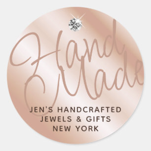 Sticker Rond Pastel Rose Coral Shimmery Sparkle faits main Tags