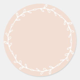 Sticker Rond Pastel Rose Écriture Maison Rustique