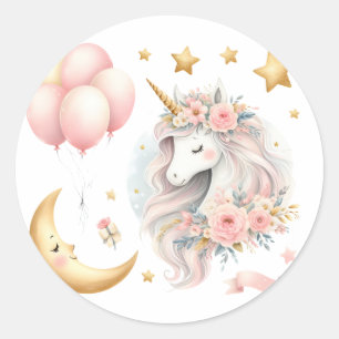 Sticker Rond Pastel Unicorn
