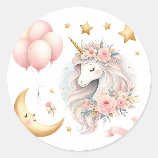 Sticker Rond Pastel Unicorn (Devant)