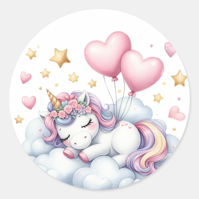 Sticker Rond Pastel Unicorn (Devant)