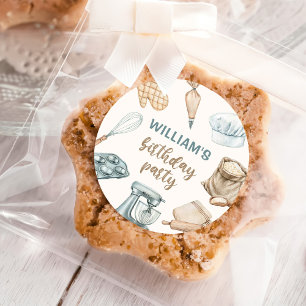 Sticker Rond Pastel Watercolor Baking Boy Anniversaire