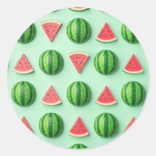 Sticker Rond Pastèque aquarelle tendance élégante