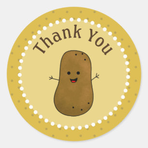Sticker Rond Patate Heureuse Merci