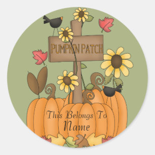 Sticker Rond Patch citrouille avec nom