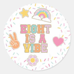 Sticker Rond Patch Preppy Eight est une Vibe 8e Anniversaire