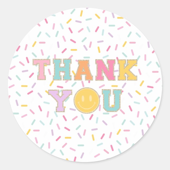 Sticker Rond Patch Preppy Lettre merci de vous rendre service (Devant)