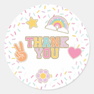 Sticker Rond Patch Preppy Merci Favori d'anniversaire