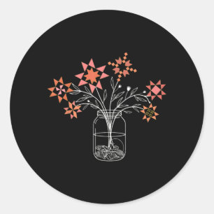 Sticker Rond Patchwork sy Jar Funny Bloc de Courtepointe Fleur