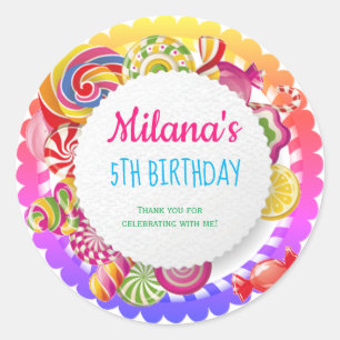 Sticker Rond Pâte d'anniversaire de Candy land