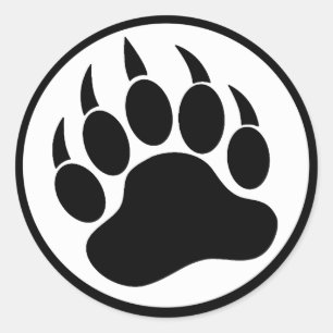 STICKER ROND PATE/GRIF PATTE D'OURS NOIR ET BLANC