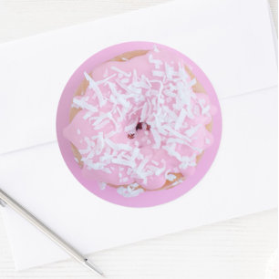 Sticker Rond Pâte rose gelé blanc saupoudré mignon doux