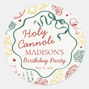 Sticker Rond Pâtes Italiennes Saint Cannoli Anniversaire Envelo