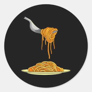 Sticker Rond Pâtes Spaghetti nouilles Cuisiner Italien Fourche 