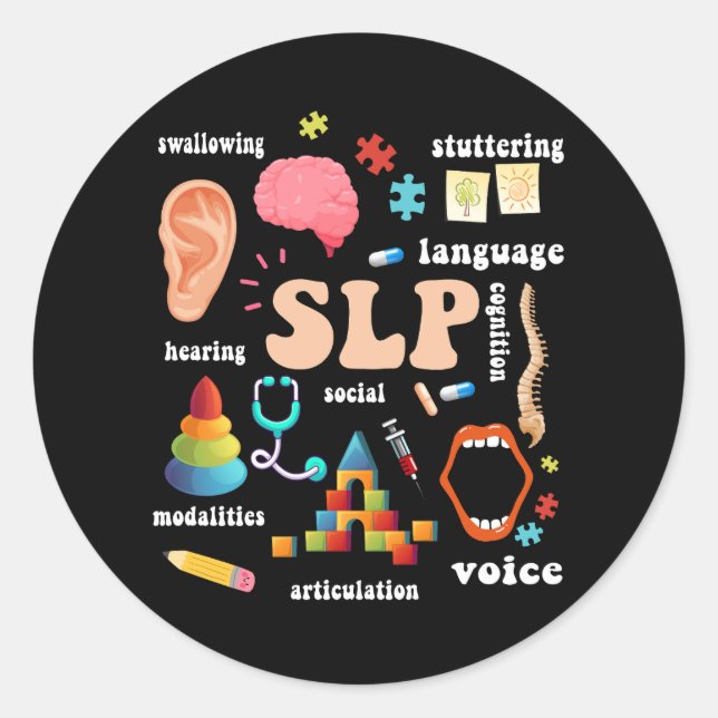 Sticker Rond Pathologie Pathologiste du langage vocal Discours  (Devant)