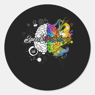 Sticker Rond Pathologiste du cerveau Langue de la parole Thérap