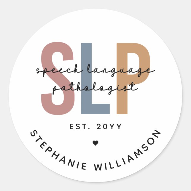 Sticker Rond Pathologiste du langage SLP personnalisé (Devant)