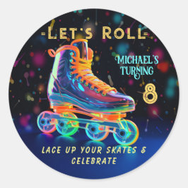 Sticker Rond Patinage à rouleaux, 8 ans
