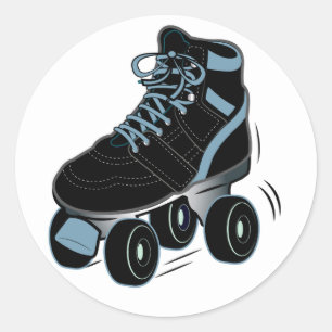 Sticker Rond Patinage à rouleaux en noir