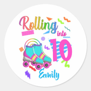 Sticker Rond Patinage Anniversaire Se Rouler Dans L'Anniversair