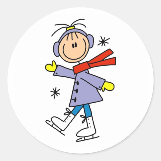 Sticker Rond Patinage hivernal (Devant)