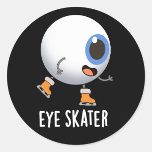 Sticker Rond Patinage oculaire amusant Patinage sur glace Pun d