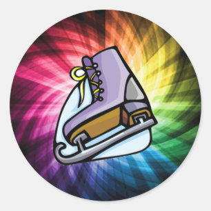 Sticker Rond Patinage sur glace coloré