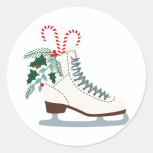 Sticker Rond Patinage sur glace de Noël