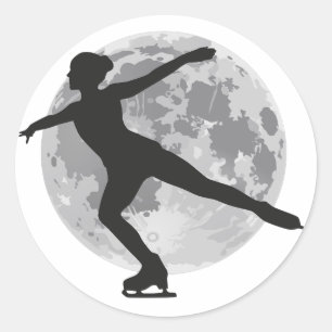 Sticker Rond Patinage sur glace Femmes Art
