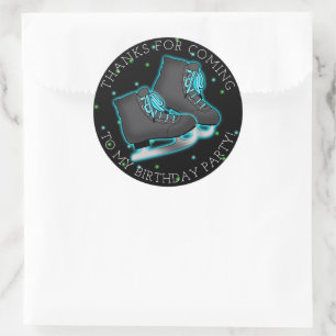 Sticker Rond Patinage sur glace pour garçon Anniversaire Merci