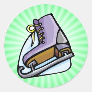 Sticker Rond Patinage sur glace vert néon.