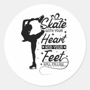 Sticker Rond Patinage sur le coeur