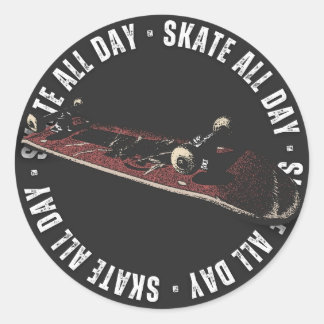 Sticker Rond Patiner toute la journée