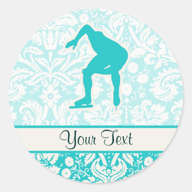 Sticker Rond Patineur de vitesse turquoise (Devant)
