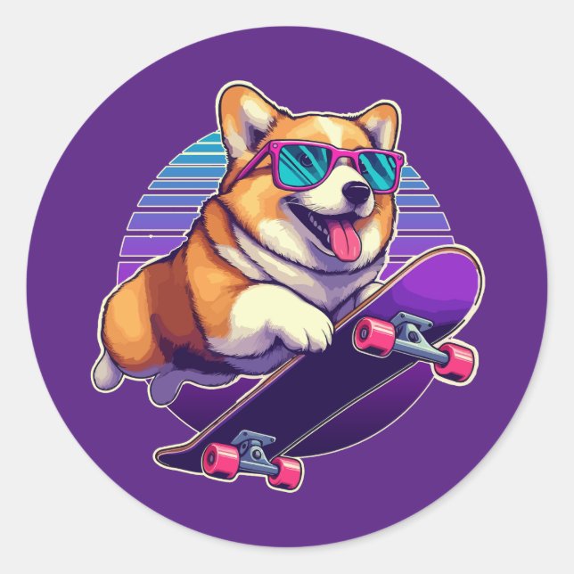 Sticker Rond Patineur des années 80 (Devant)