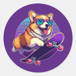 Sticker Rond Patineur des années 80