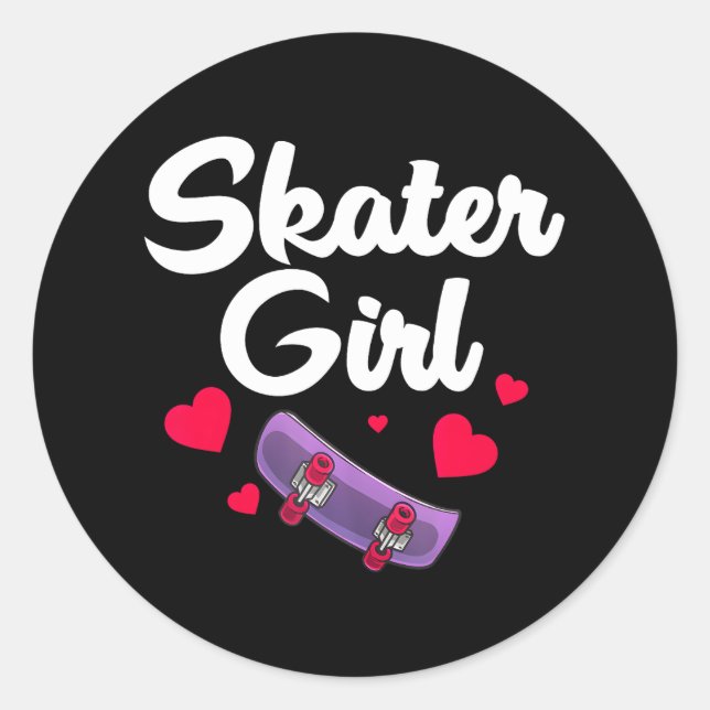 Sticker Rond Patineuse Fille Patinage Planche à roulettes Femme (Devant)