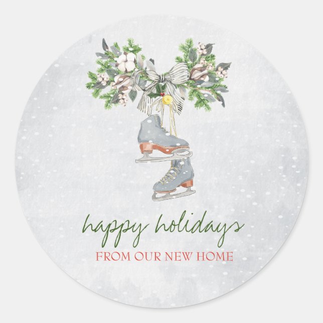 Sticker Rond Patins de glace, Vacances de neige (Devant)