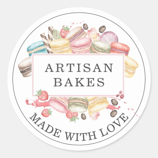 Sticker Rond Pâtisserie Chef Aquarelle Desserts (Devant)