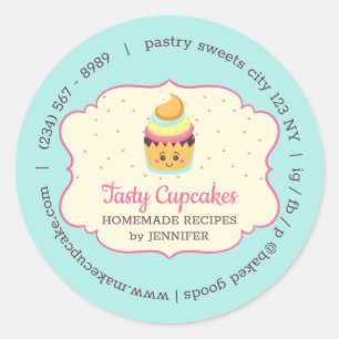Sticker Rond Pâtisserie Cupcake Mignonne douceurs