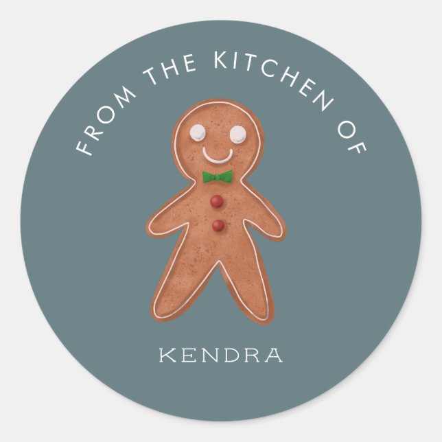 Sticker Rond Pâtisserie de fêtes homme en pain d'épices (Devant)