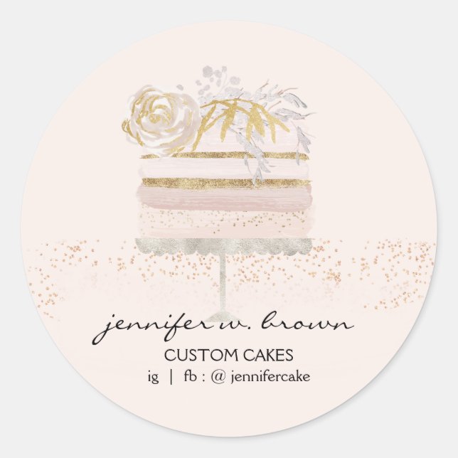 Sticker Rond Pâtisserie de gâteaux de fête unique (Devant)