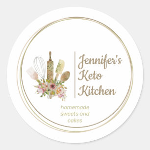 Sticker Rond Pâtisserie Florale en Bois Cétogène