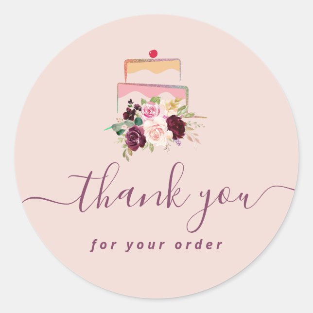Sticker Rond pâtisserie florale merci (Devant)