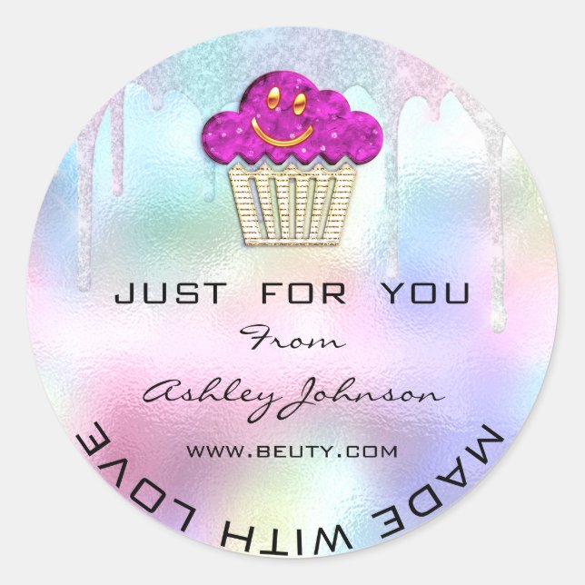 Sticker Rond Pâtisserie Maison Bakery Sweets Muffins Logo Rose (Devant)