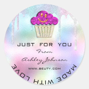 Sticker Rond Pâtisserie Maison Bakery Sweets Muffins Logo Rose