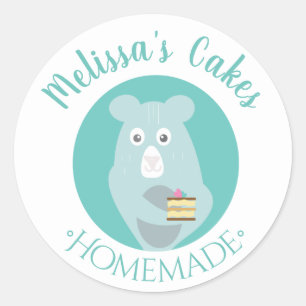 Sticker Rond Pâtisserie Maison Logo Gâteau avec Ours