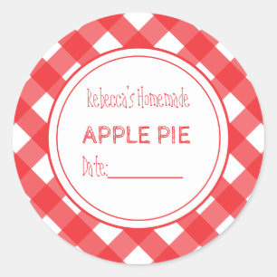 Sticker Rond Pâtisserie Maison Tarte aux Pommes Rouge & Blanc à
