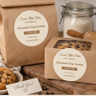 Sticker Rond Pâtisserie Petites Bouchées Sur Mesure Sans Gluten